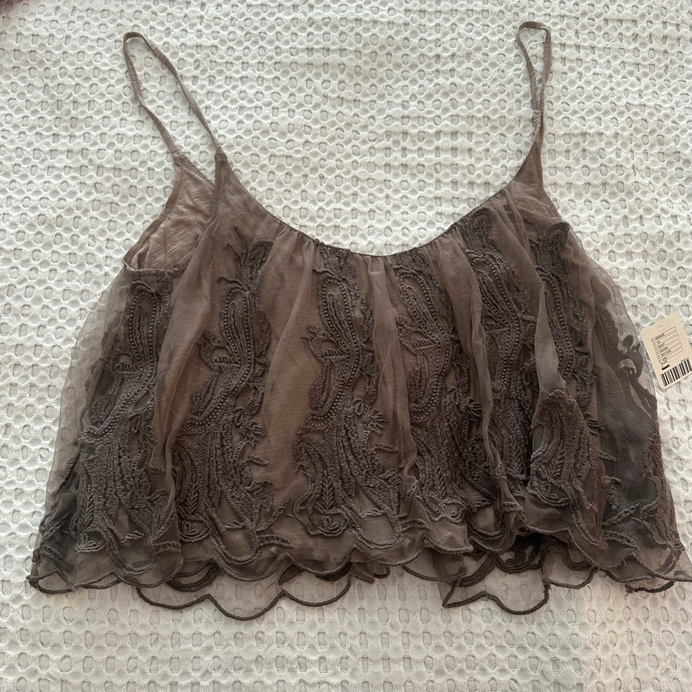 Urban Outfitters Brown Embellished Crop Camisole